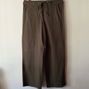 Talbots Dark olive washable cotton linen rayon drawstring pants